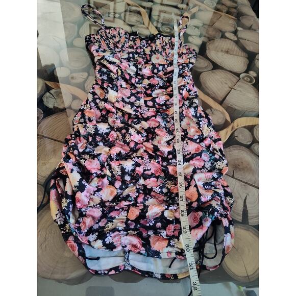 For Love and Lemons mini dress XS corset floral black lace coquette rouched - Picture 5 of 7